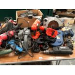A QUANTITY OF VARIOUS POWER TOOLS.