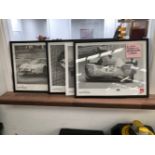 FOUR FRAMED PHOTO POSTERS FEATURING FERRARIS.