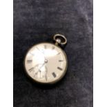 A HALLMARKED SILVER POCKET KEY WOUND WATCH.(KEY NOT PRESENT) THE MOVEMENT STAMPED BAUMGART 6