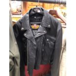 HARLEY DAVIDSON CLOTHING TO INCLUDE CANVAS AND LEATHER MOTORCYCLE JACKETS SIZES XL AND 2XL BOTH WITH