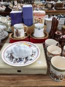 WEDGWOOD SILVER JUBILEE, FATHERS MUGS TOGETHER WITH A WATERLOO PLATE AND A KAISER BISQUE TORTOISE