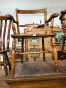 A VICTORIAN OXFORD ARMCHAIR TOGETHER WITH A ROCKING CHAIR (2)