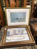 A SMALL OIL PAINTING BY FRANK PALMER AND A PRINT (2)