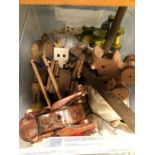 A COLLECTION OF PUSH ALONG WOODEN TOYS AND VARIOUS OTHER TREEN