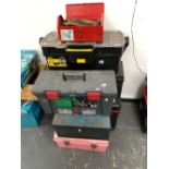 SEVEN VARIOUS LARGE TOOL BOXES AND CONTENTS.