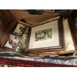 A QUANTITY OF ANTIQUE AND LATER DECORATIVE PICTURES, PRINTS ETC.