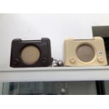 TWO BUSH RADIOS IN A BROWN AND A CREAM BAKELITE CASE