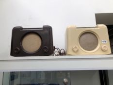 TWO BUSH RADIOS IN A BROWN AND A CREAM BAKELITE CASE