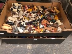 A COLLECTION PLASTIC FARM ANIMALS, BRITAINS, CORGI AND OTHER FARM VEHICLES