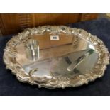 A CONTINENTAL SILVER PRESENTATION TRAY TOGETHER WITH A HALLMARKED SILVER HAMMERED SOLID TORQUE