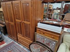 TWO SIMILAR PINE WARDROBES 183 x 90 x 55 AND A SMALL CHEST OF DRAWERS 104 x 76 x 43 cm