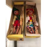 A PAIR OF BOXED PELHAM PUPPETS DEPICTING A TYROLEAN BOY AND GIRL