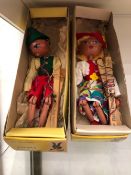 A PAIR OF BOXED PELHAM PUPPETS DEPICTING A TYROLEAN BOY AND GIRL