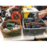 A EXTENSIVE COLLECTION OF VARIOUS WORKSHOP AND GARDEN SMALL TOOLS, A BOSCH CIRCULAR SAW ETC.