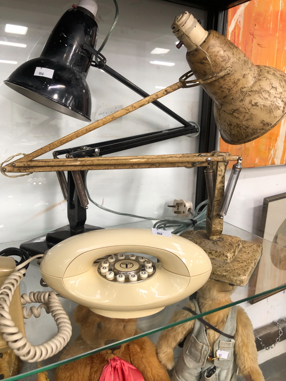 A MYBELLE TELEPHONE TOGETHER WITH TWO CREAM PLASTIC TELEPHONES AND TWO ANGLE POISE LAMPS - Image 3 of 3