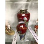TWO WILTON WARE RED LUSTROUS GROUND VASES
