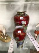 TWO WILTON WARE RED LUSTROUS GROUND VASES