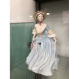 A COALPORT LIMITED EDITION 40/500 FIGURE OF AN 18th C. HANOVERIAN LADY BY J BROMLEY