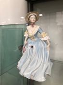 A COALPORT LIMITED EDITION 40/500 FIGURE OF AN 18th C. HANOVERIAN LADY BY J BROMLEY