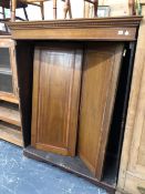 AN ANTIQUE MAHOGANY AND INLAID TWO DOOR WARDROBE