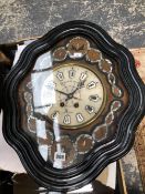 AN ANTIQUE FRENCH VINYARD CLOCK WITH MARBLE AND ENAMEL DIAL,