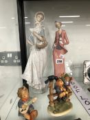 TWO NAO FIGURES OF LADIES TOGETHER WITH THREE HUMMELL FIGURES