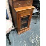 A SMALL ANTIQUE GLAZED CABINET. H 71 W 43 D 40 cm