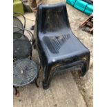 A SET OF 8 RETRO MOULDED GARDEN SEATS.