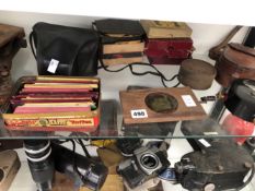 MAGIC LANTERN SLIDES, CAMERA PLATES, A GALVANOMETER, ANOTHER ELECTRICAL DEVICE AND A CORONET CADET