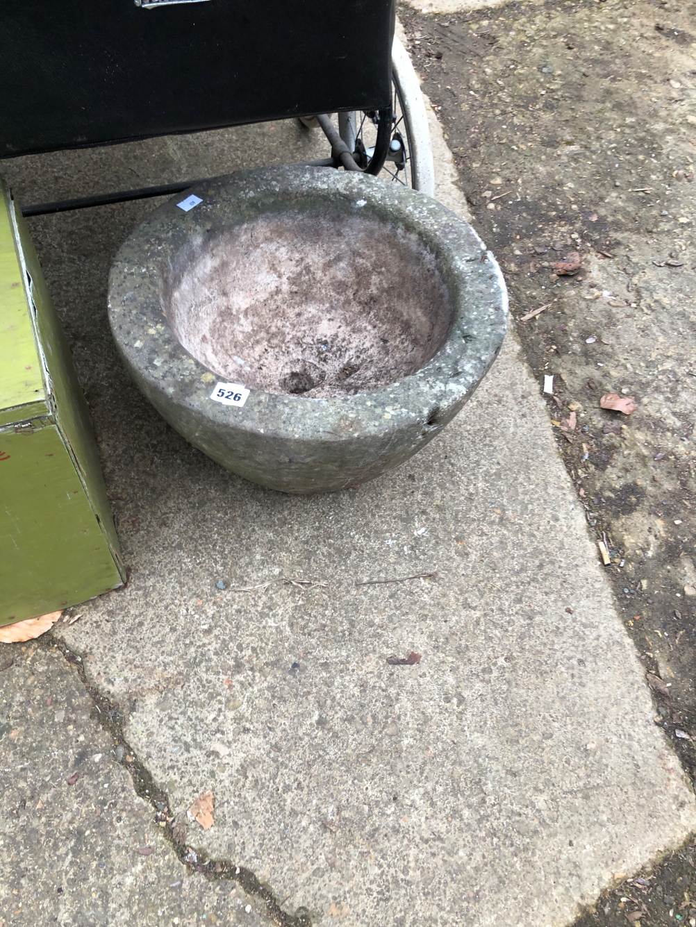 AN ANTIQUE MARBLE MORTAR.