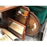 A LARGE EDWARDIAN OVAL MIRROR, A HALL MIRROR AND A SWING MIRROR