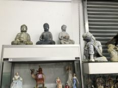 FIVE VARIOUS COMPOSITION STONE BUDDHAS