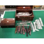 A LARGE COLLECTION OF VARIOUS STAINLESS STEEL WATCH STRAPS CONTAINED IN WOODEN CHEST TOGETHER WITH A