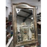 A HALLMARKED SILVER EASEL BACK TABLE MIRROR.