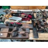 A RECORD NUMBER SEVEN PLANE, A NUMBER FOUR AND HALF, A STANEY NUMBER FORTY FIVE, VARIOUS TENON SAWS,