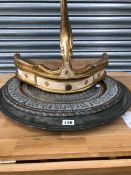 AN 18th C. PETWER DISH, AN EASTERN COPPER DISH AND FLORENTINE PIER TABLE
