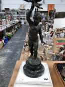 A SPELTER PUTTO AS A TABLE LAMP