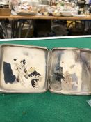 A JAPANESE 950 SILVER GRADE CIGARETTE CASE, WITH GEISHA DECORATION TO THE FRONT AND A SAMURAI TO THE