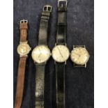 FOUR WRISTWATCHES TO INCLUDE BULOVA, ORIS, AND MOVADO.