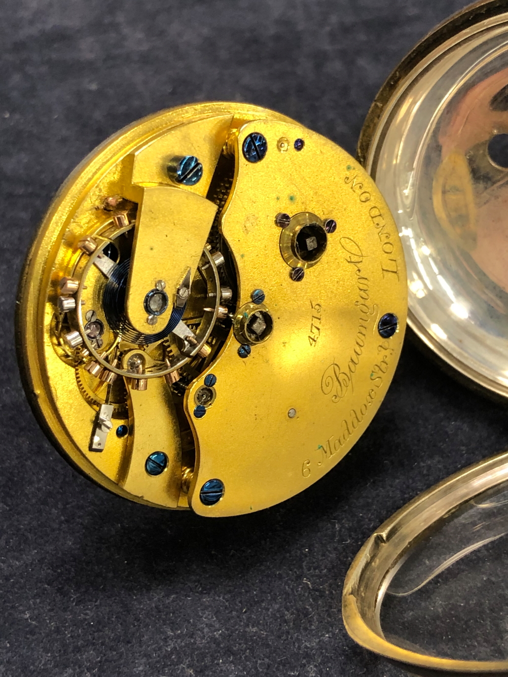 A HALLMARKED SILVER POCKET KEY WOUND WATCH.(KEY NOT PRESENT) THE MOVEMENT STAMPED BAUMGART 6 - Image 5 of 6