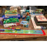 TINPLATE CLOCK WORK TOYS TOGETHER WITH BOARD GAMES