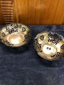TWO HALLMARKED SILVER PIERCED SMALL DISHES. GROSS WEIGHT 100grms.