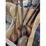 FIVE VICTORIAN COPPER BED WARMING PANS