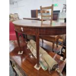 A GEORGIAN MAHOGANY D FORM SIDE TABLE