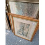 A PAIR OF 19th C. PRINTS AND A OILEORGRAPH