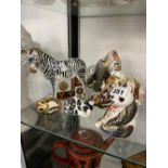 A GROUP OF SEVEN ROYAL CROWN DERBY PAPERWEIGHT FIGURES INCLUDING MOUNTAIN GORILLA, POLAR BEAR,