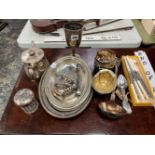 A SILVER GOBLET, ELECTROPLATE CUTLERY, VEGETABLE TUREENS AND TEA WARES