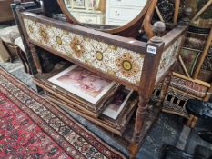 AN ARTS AND CRAFTS TILED OAK JARDINIERE STAND
