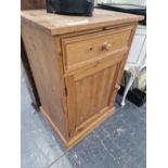 A SMALL OINE CABINET WITH DRAWER H 83 X 56 X 46 CM