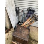 GOLF CLUBS, DRAIN RODS, A COMMODE AND OTHER ITEMS